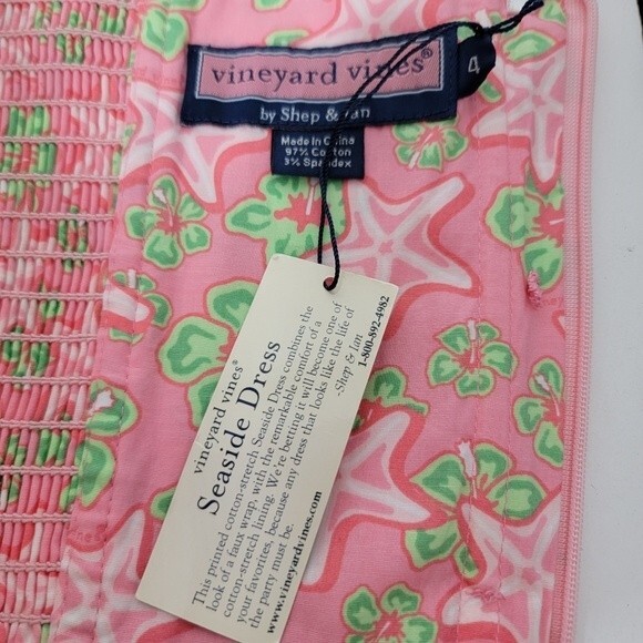 Vineyard Vines strapless dress Size 4 Coral pInk Starfish seaside - Picture 7 of 10